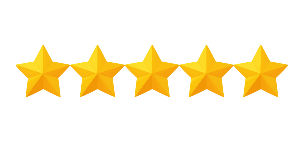 Five bright yellow stars lined up side by side on a white backdrop, kinda like tools laid out on my workbench—giving this a full five-star rating.